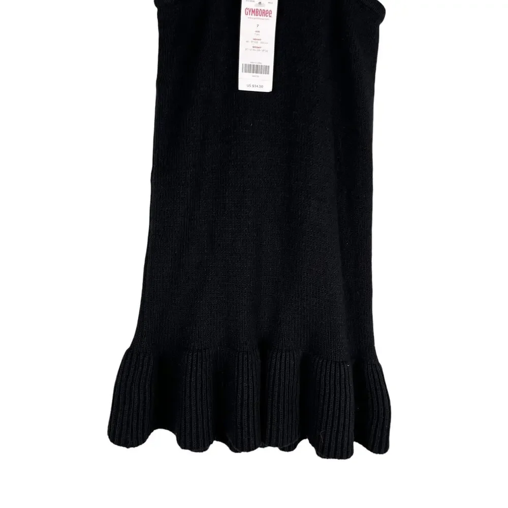 Gymboree Girls Cable Knit Sweater Dress Black 7 Sleeveless New